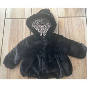 Rothschild Faux Fur Black Infant Hooded Jacket Girl’s Size 12 months